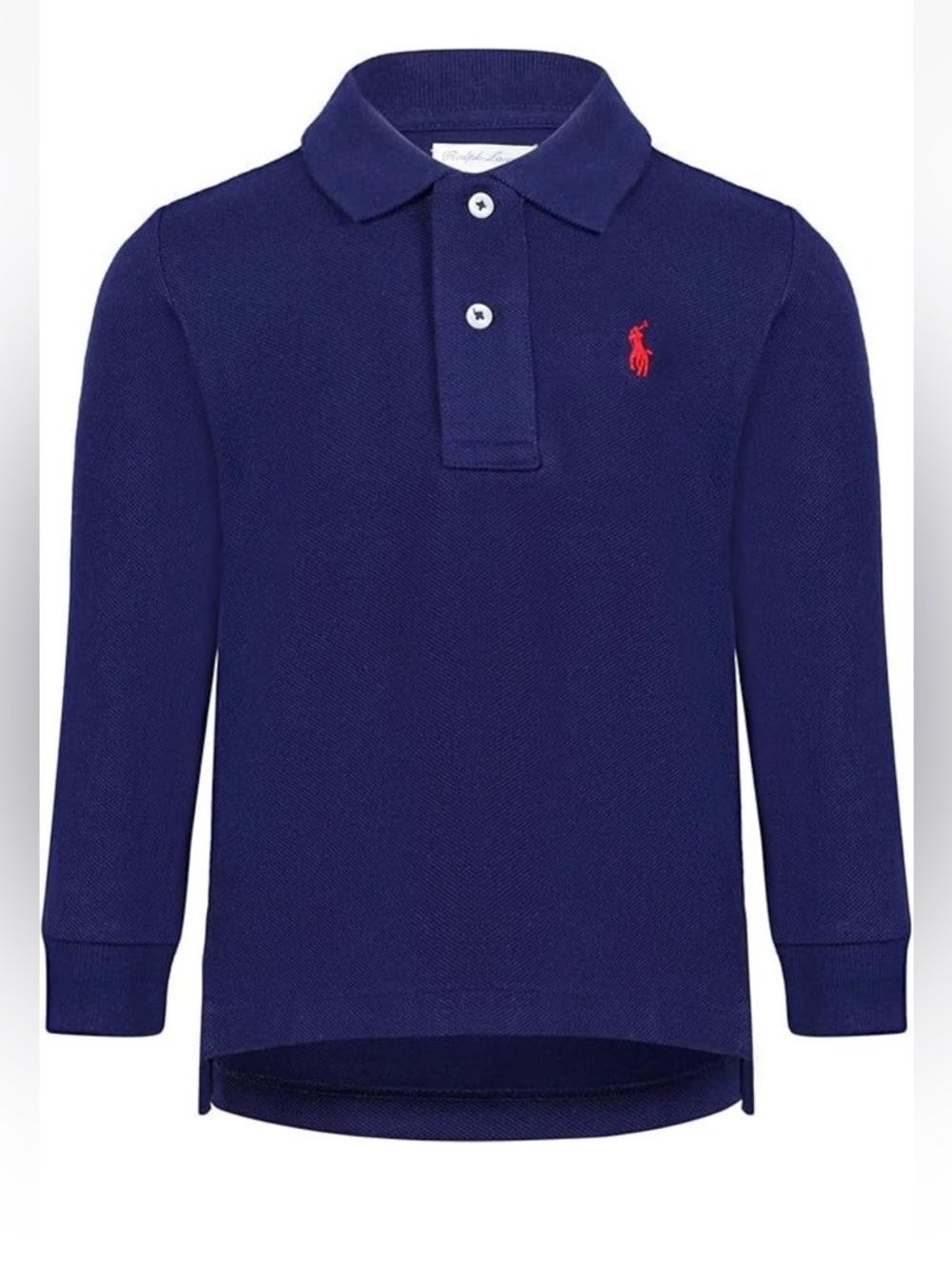 Ralph Lauren Navy Long Sleeve Polo with Red Pony Embroidery